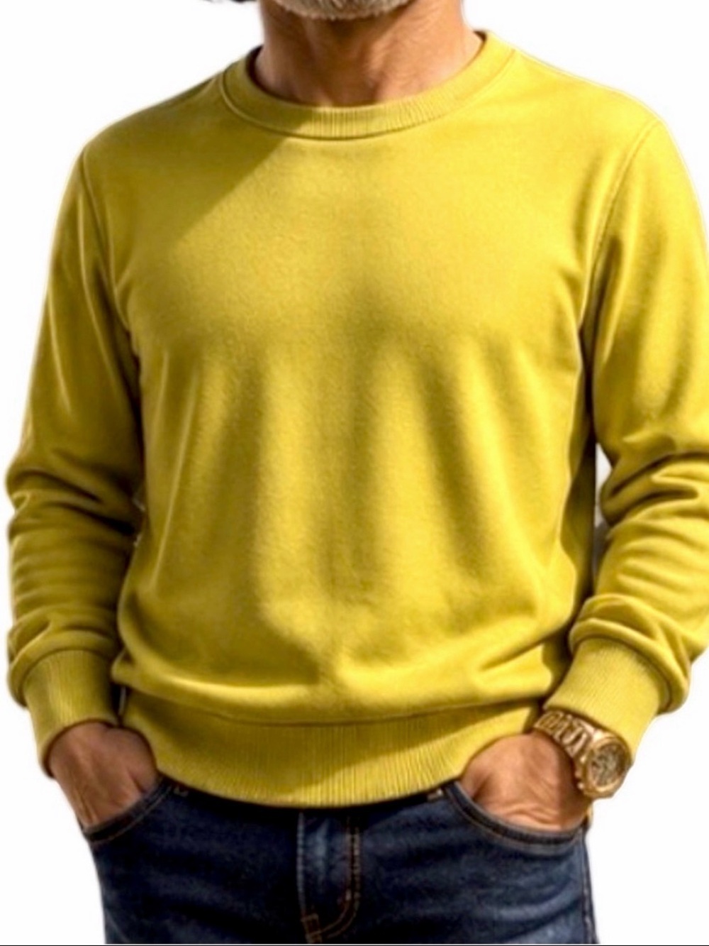 Versace Men's Luxe Crewneck Sweater | Iconic Chartreuse | XXL